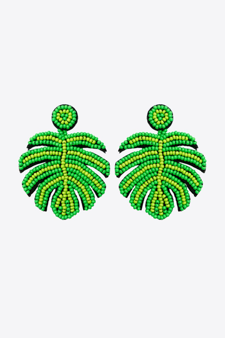 Beaded Banana Leaf Earrings