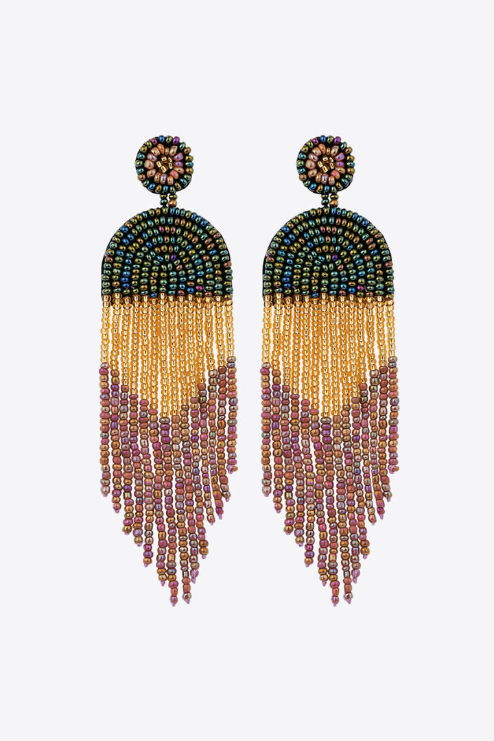 Beaded Fringe Dangle Earrings