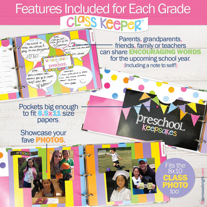 Binder - NEW! Mom Must-Have School Keepsake Kit | Class Keeper® + Photo Prop Deck + School Stickers