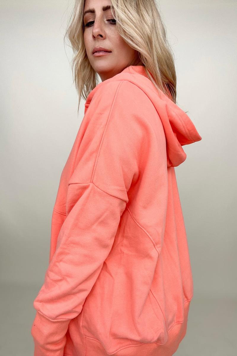 Blouses - Batwing Sleeve Buttoned Hoodie With Pockets