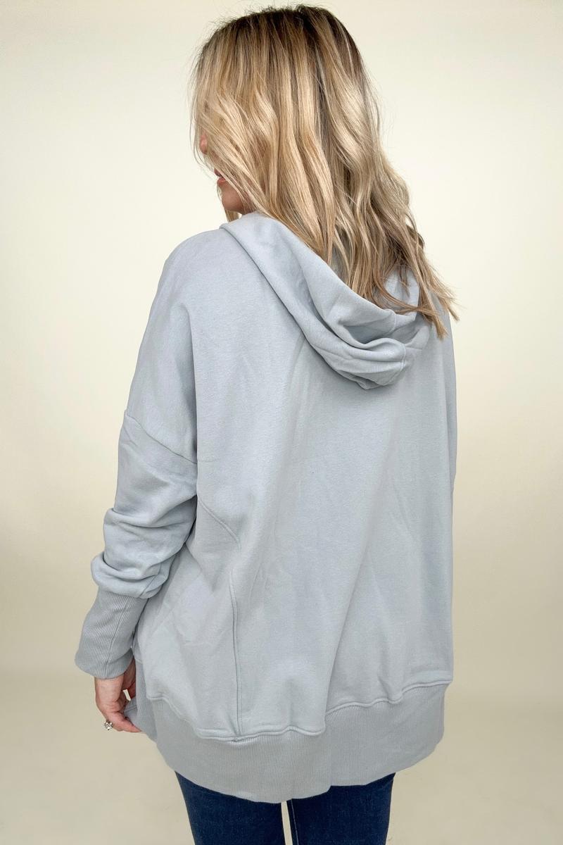 Blouses - Batwing Sleeve Buttoned Hoodie With Pockets