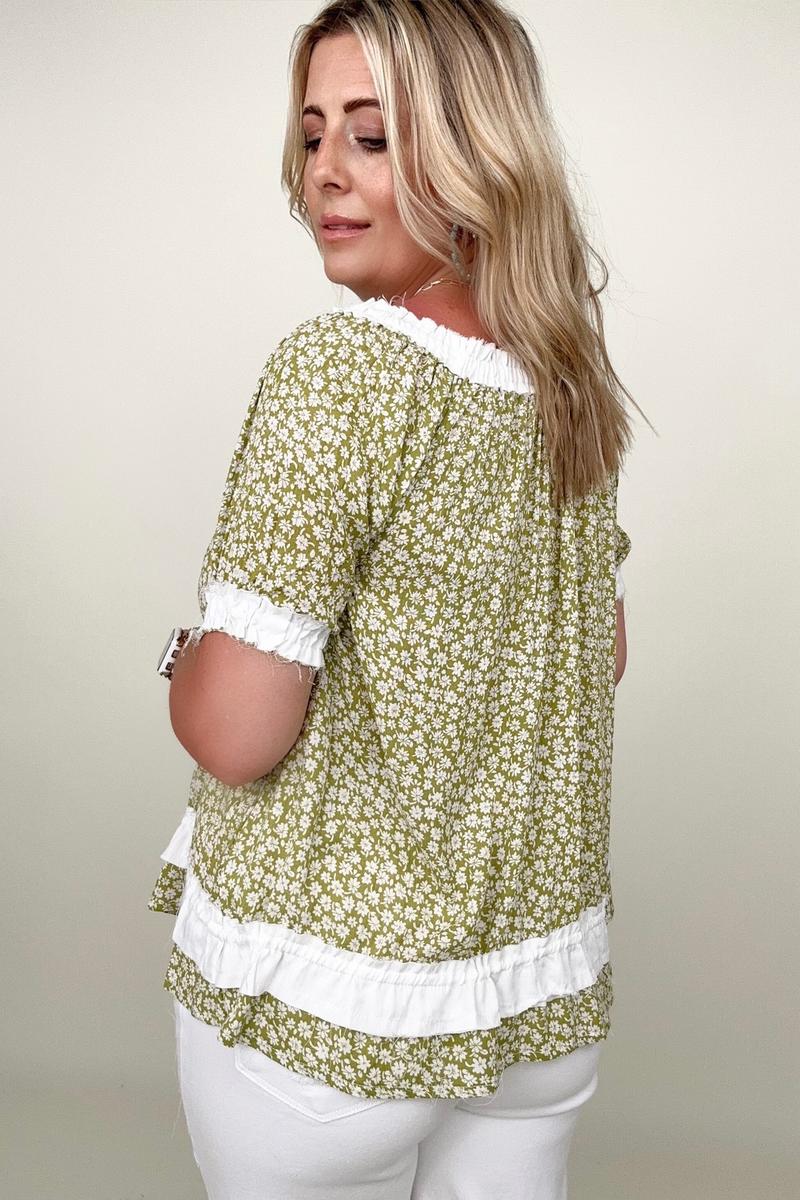 Blouses - Heyson Convertible Ditsy Floral Button Down Blouse