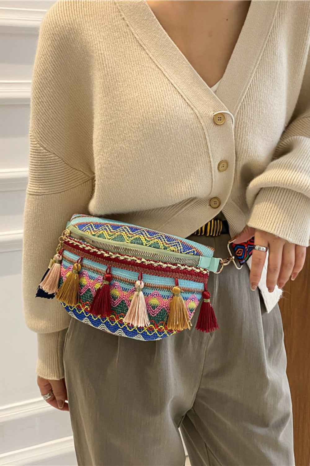 Bohemian Sling Bag With Tassels