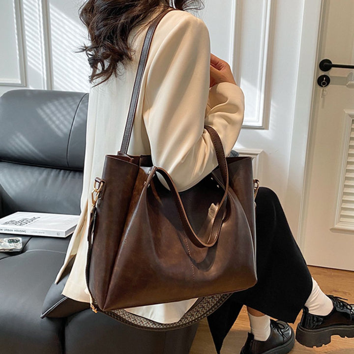 Always Late PU Leather Large Tote Bag