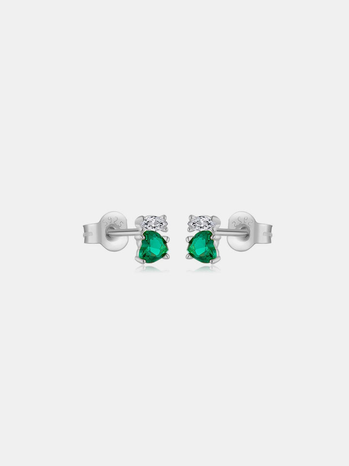 925 Sterling Silver Inlaid Zircon Stud Earrings