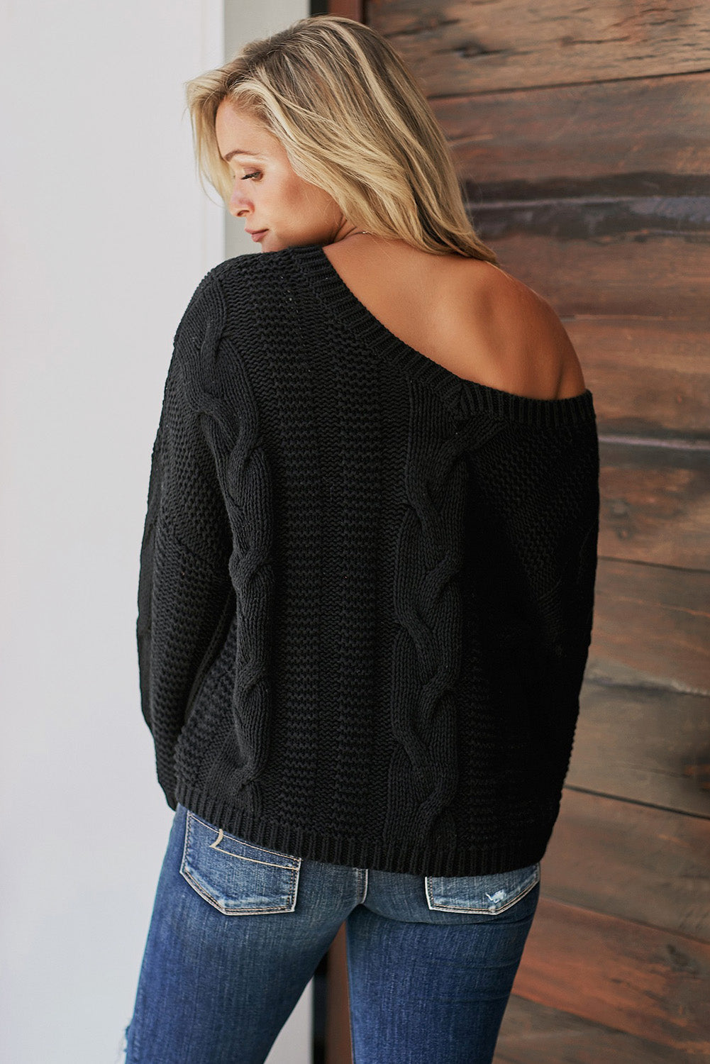 Cable Knit V-Neck Sweater