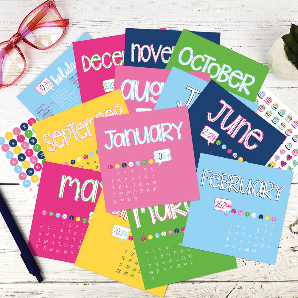 Calendar - NEW! 2024 Mini Monthly Desktop Calendars | Stickers Included