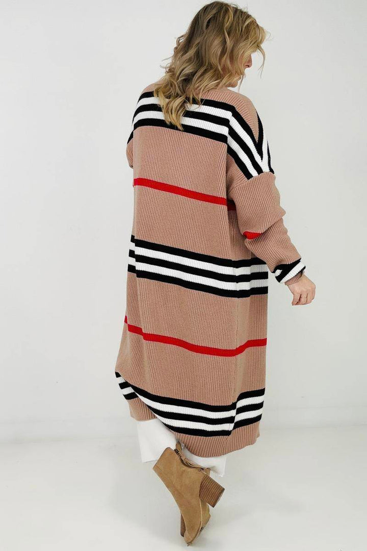 "The Burbs" Oversized Striped Knit Duster Cardigan-Ever Joy