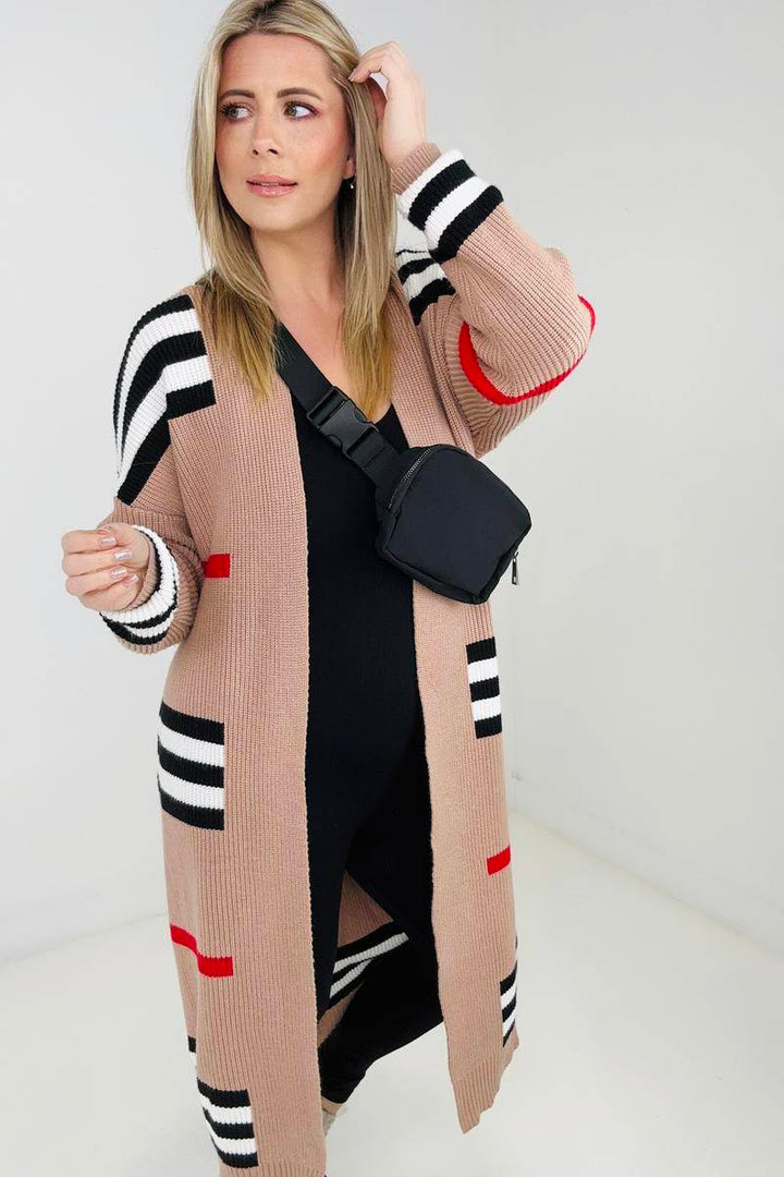 "The Burbs" Oversized Striped Knit Duster Cardigan-Ever Joy
