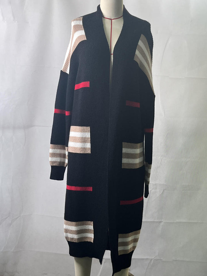 "The Burbs" Oversized Striped Knit Duster Cardigan-Ever Joy