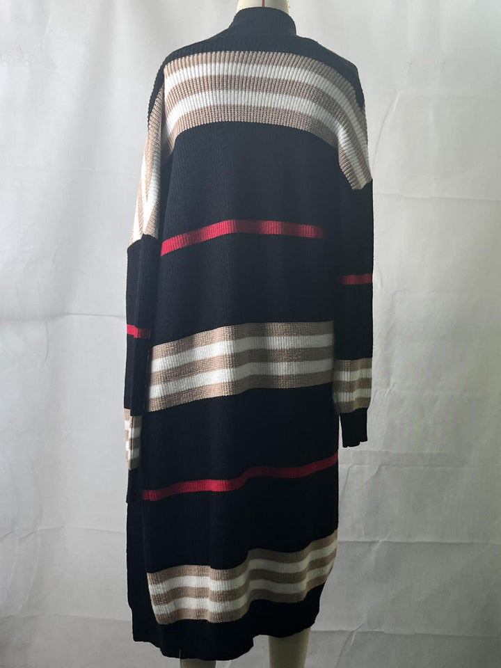 "The Burbs" Oversized Striped Knit Duster Cardigan-Ever Joy