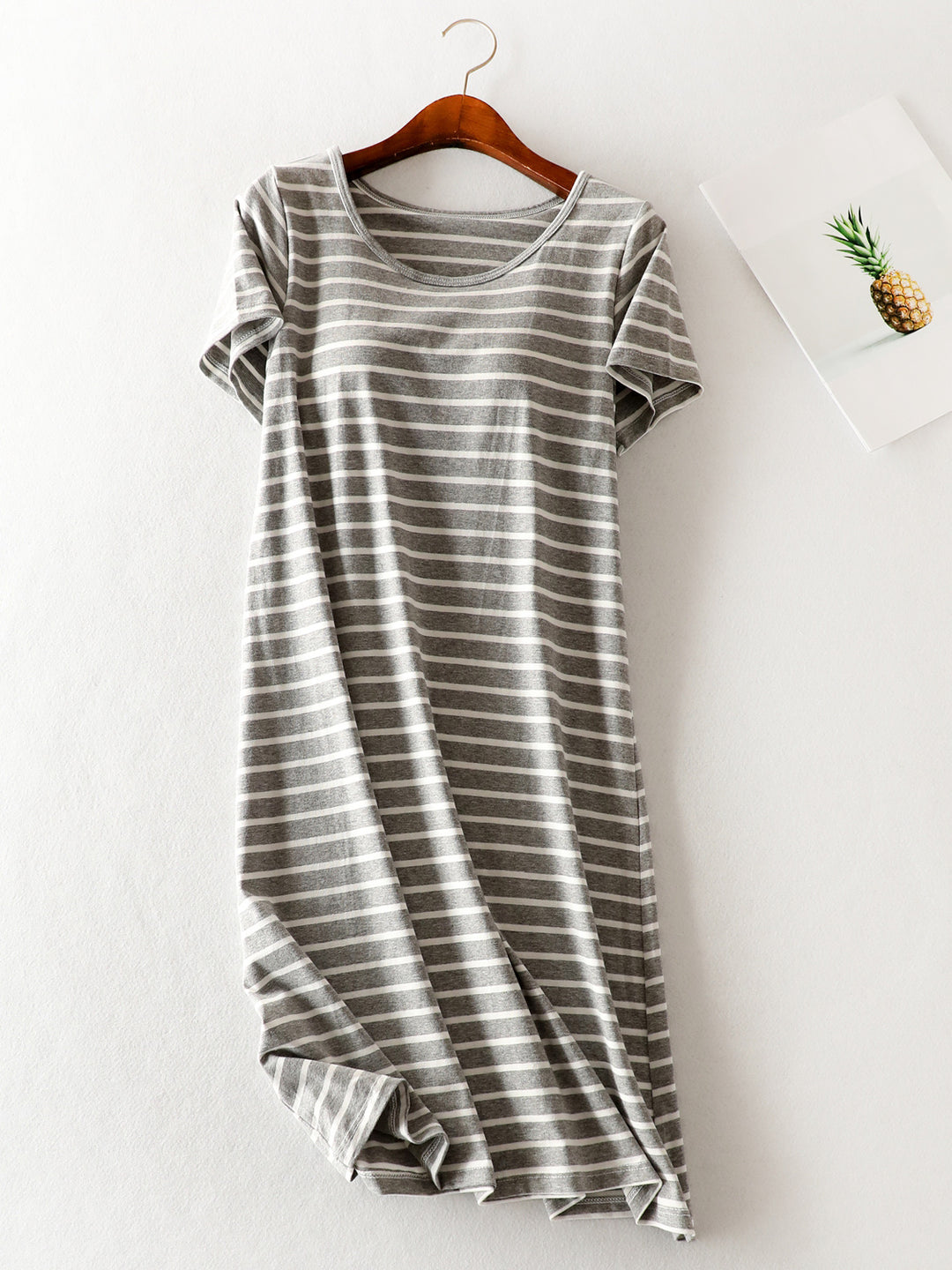 Striped Round Neck Short Sleeve Dress