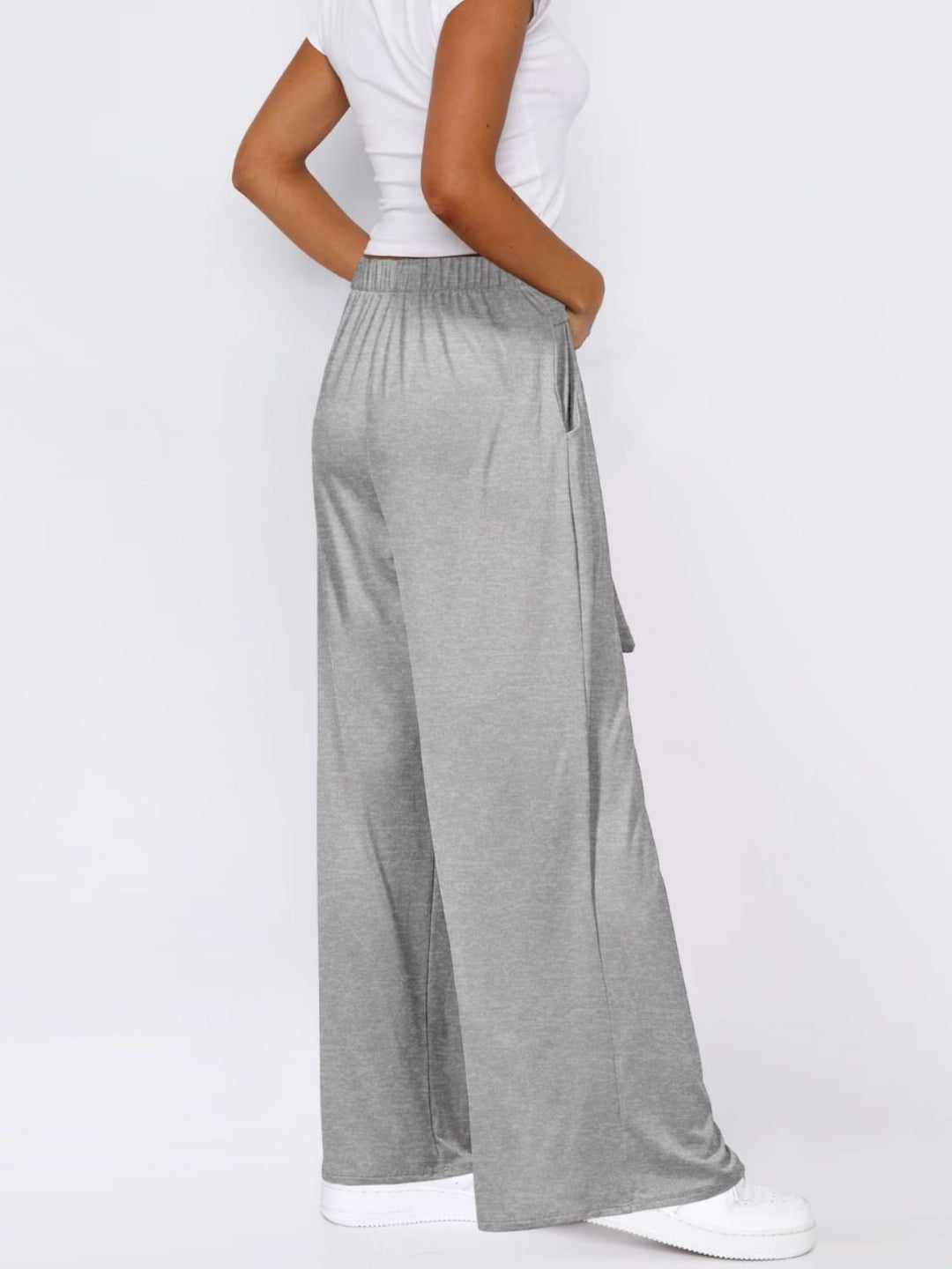 Tied Wide Leg Pants With Pockets