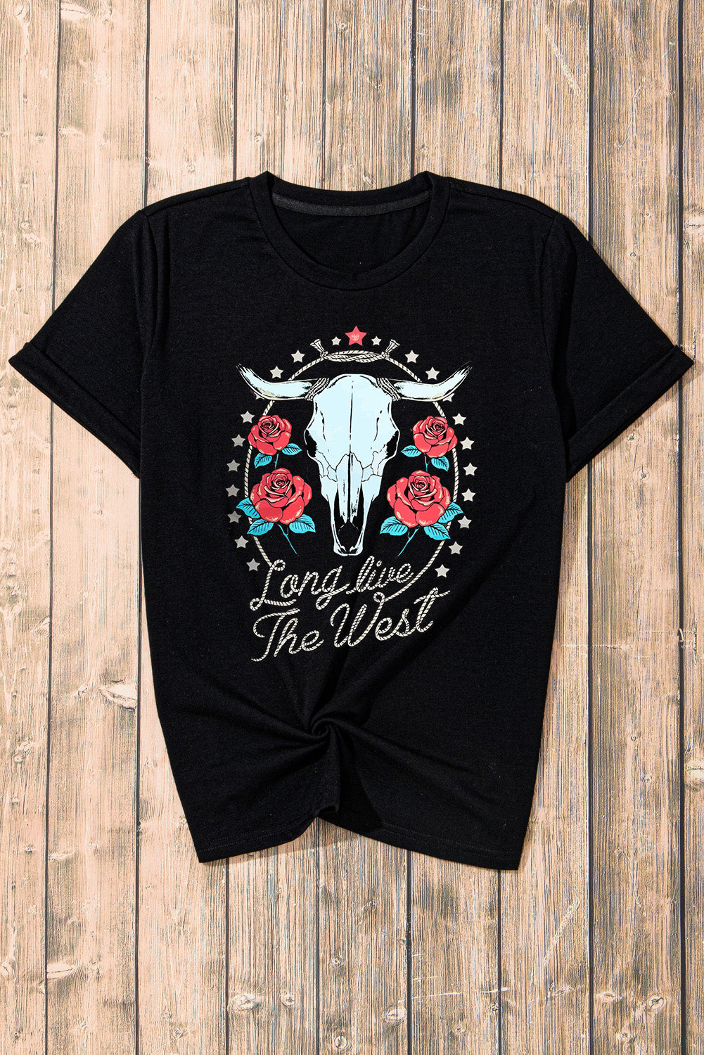Long Live the West Graphic Round Neck Short Sleeve T-Shirt