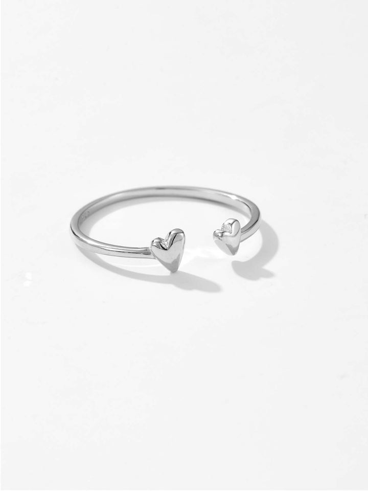 925 Sterling Silver Heart Open Ring