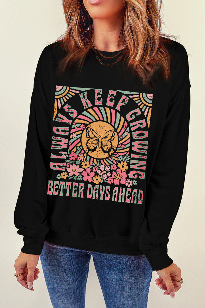 Always Keep Growing Round Neck Long Sleeve Sweatshirt