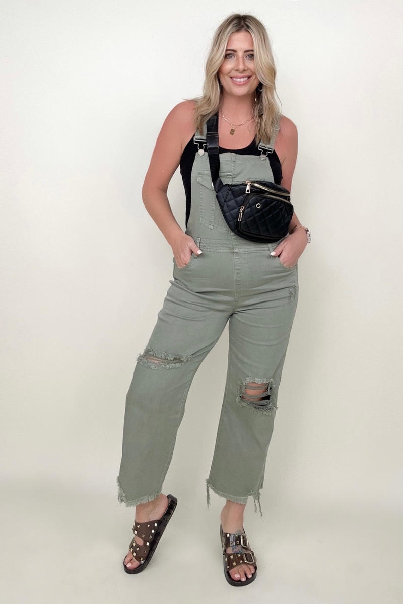 Denim Overall - Risen High Rise Distressed Straight Overalls