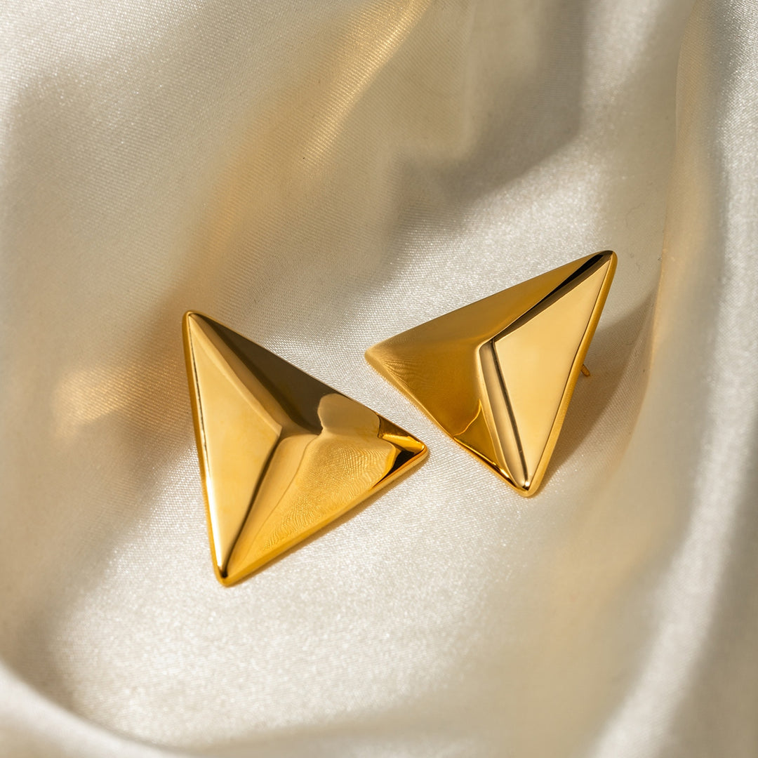Stainless Steel 3D Triangle Earrings