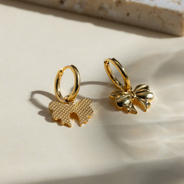 18K Gold-Plated Bow Earrings-Ever Joy