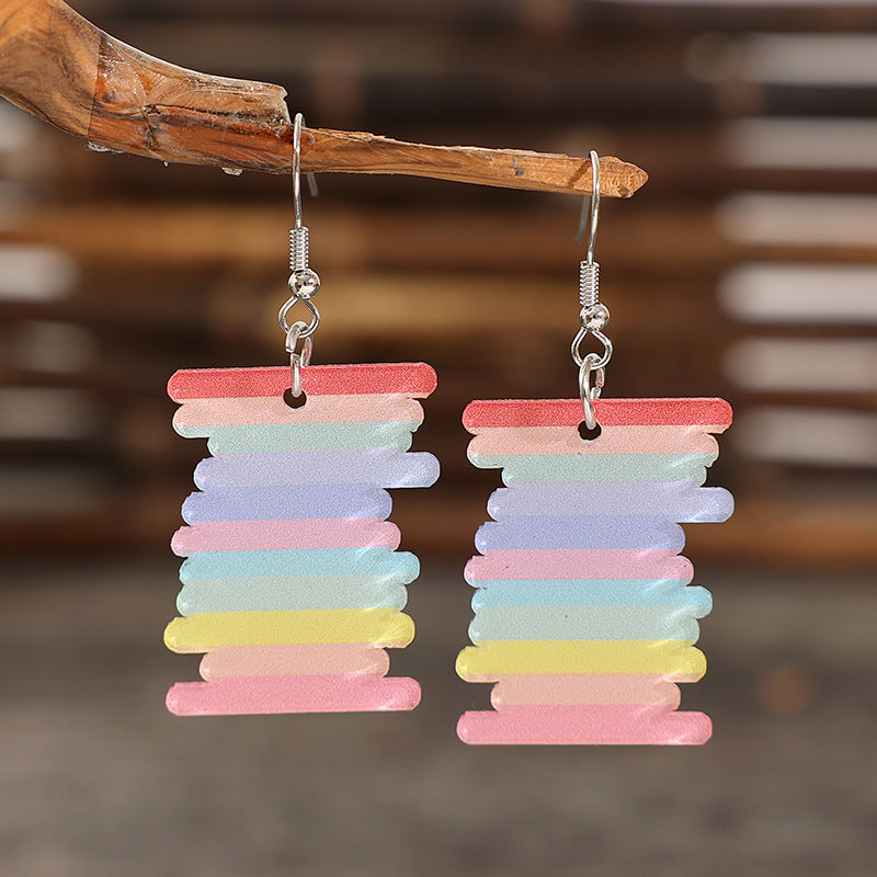 Acrylic Rainbow Dangle Earrings-Ever Joy