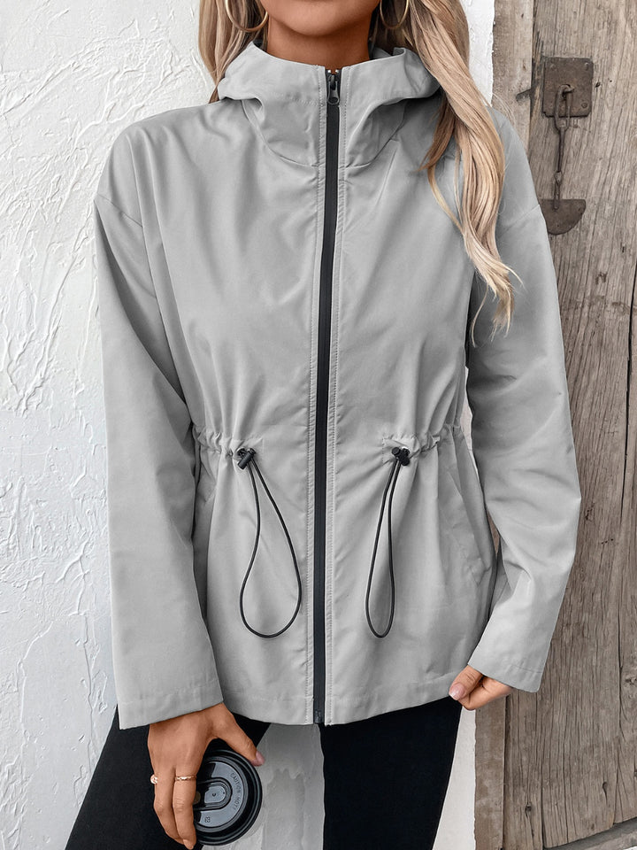 Drawstring Zip Up Hooded Jacket