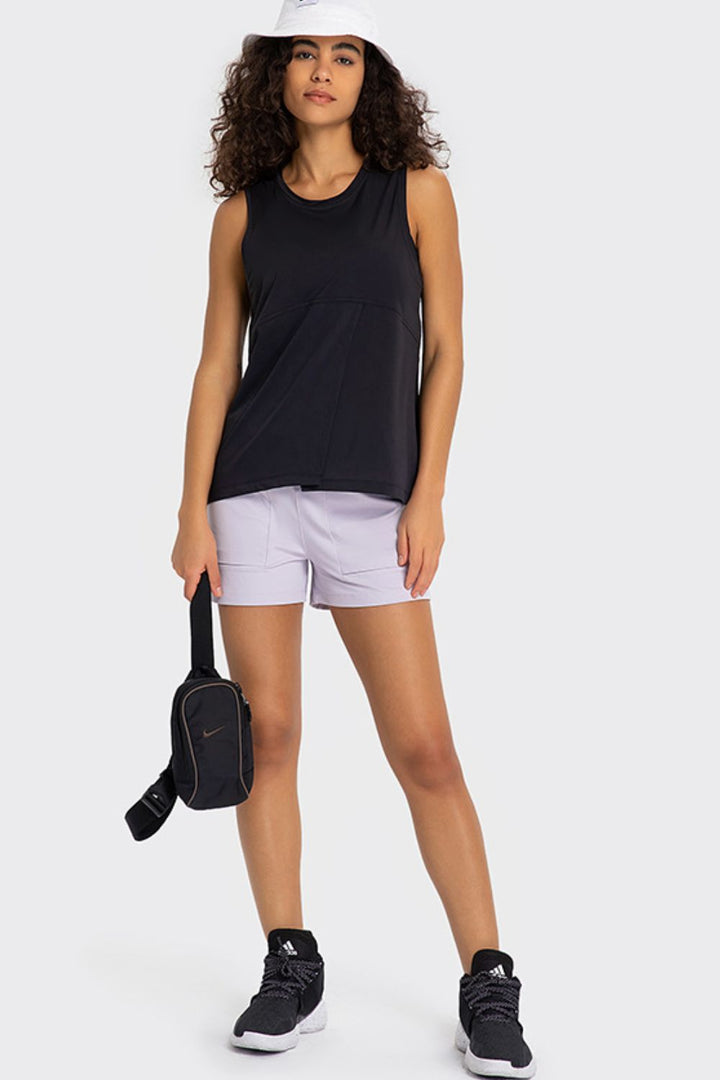 Elastic Waist Sports Shorts With Pockets