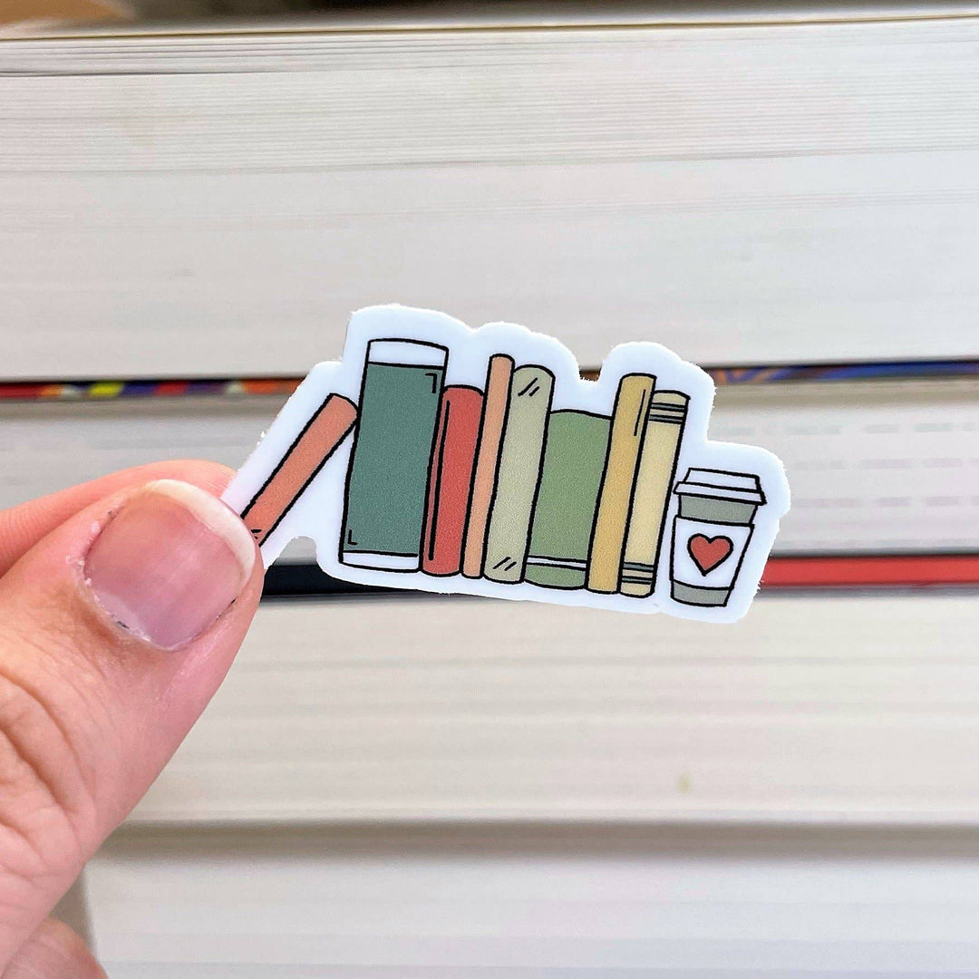 Electronics Stickers & Decals - Books & Coffee Sticker, 2-inch