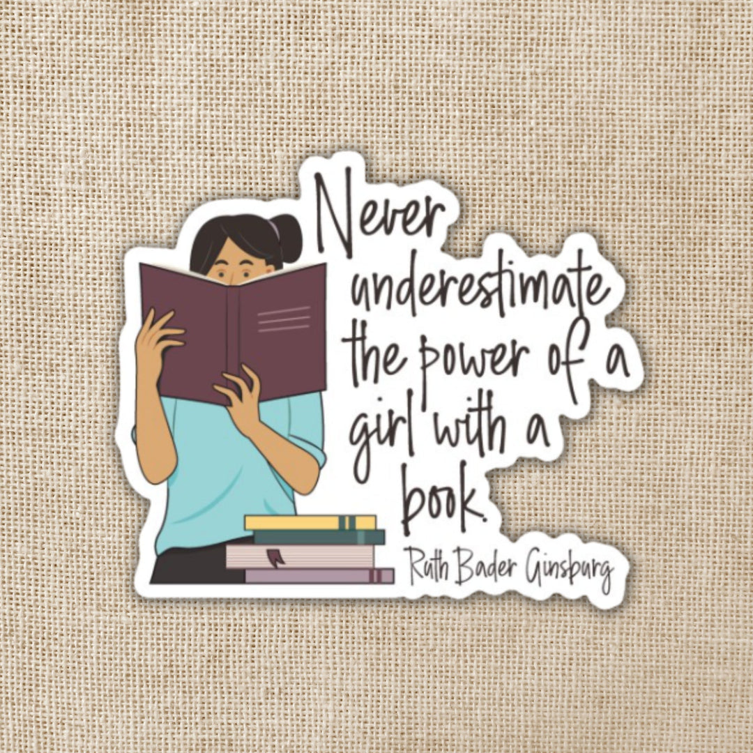 Electronics Stickers & Decals - Never Underestimate A Girl With A Book Sticker, 3-inch