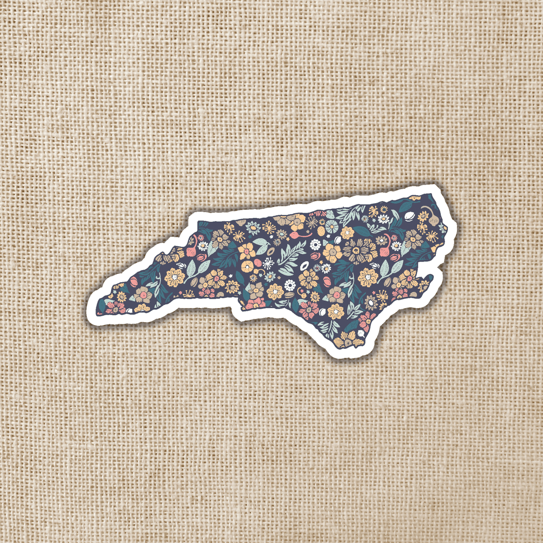 Electronics Stickers & Decals - North Carolina Floral State Map Sticker