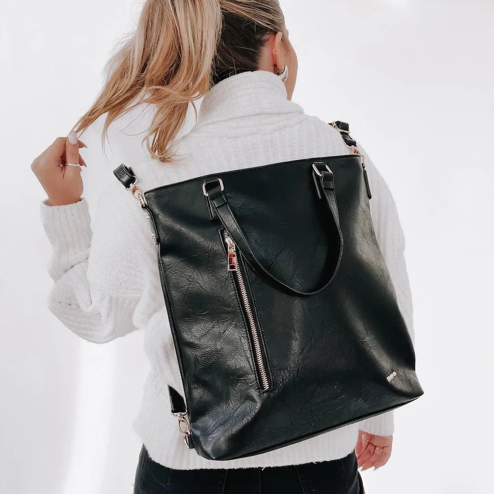 PREORDER: Upper East Side Vegan Leather Backpack & Crossbody Tote Bag in Three Colors
