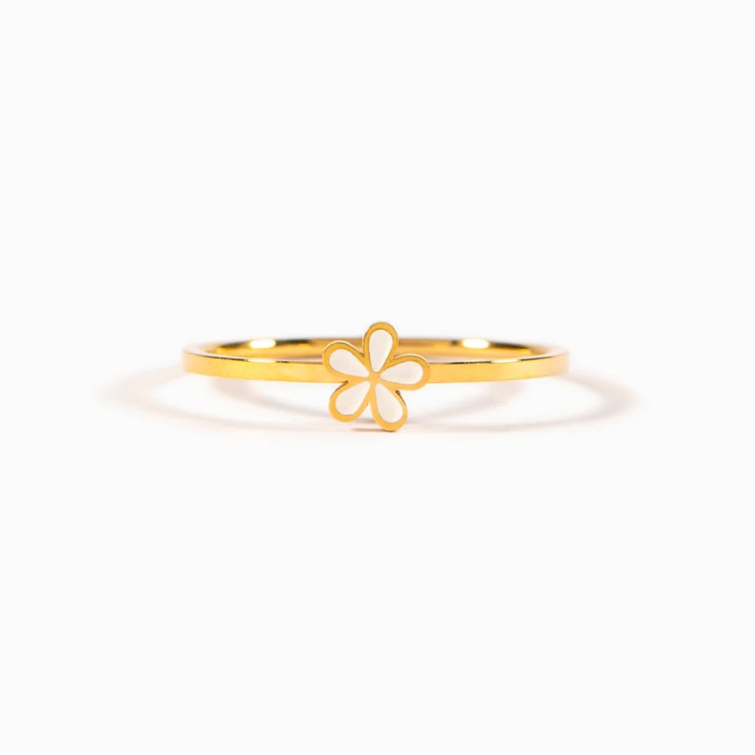 925 Sterling Silver Enamel Flower Ring