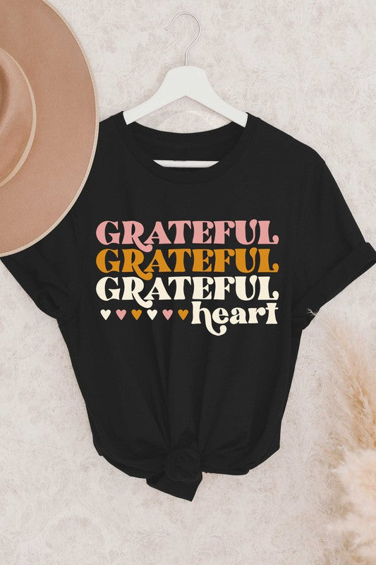 Womens - Grateful Heart Graphic T-Shirt In Black