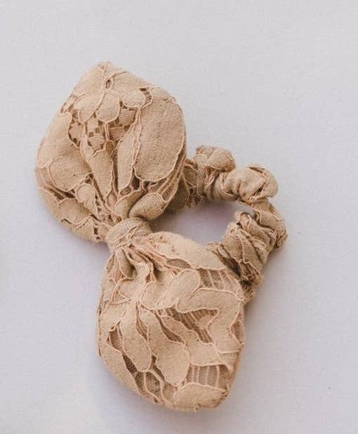 Hair Accessories - Lace Bow Scrunchie - Taupe