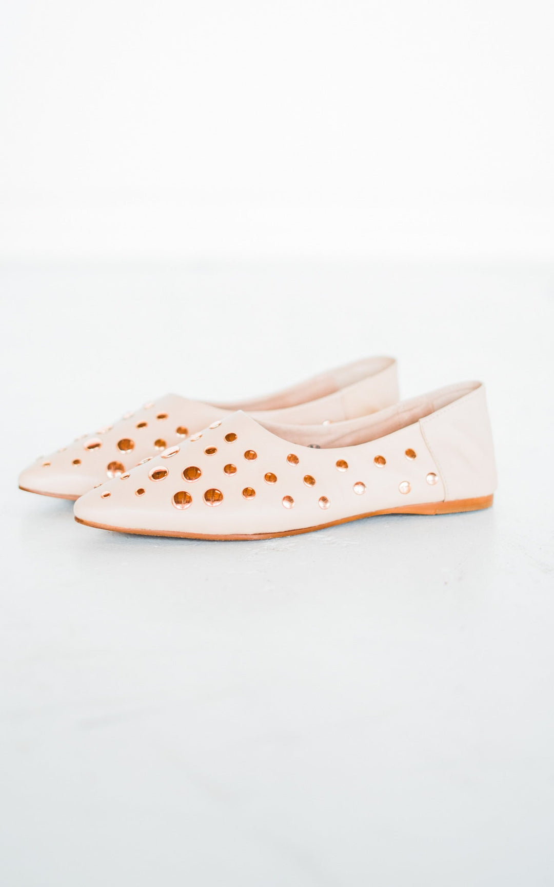 Harriette Leather Flats in Blush