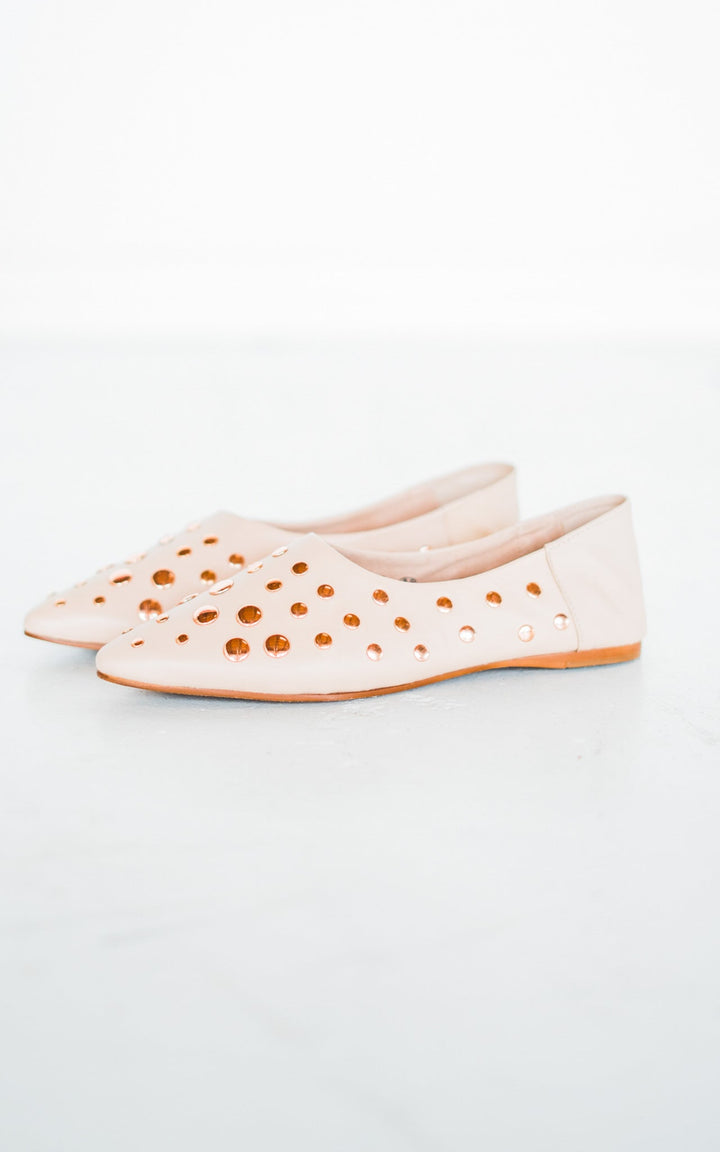 Harriette Leather Flats in Blush