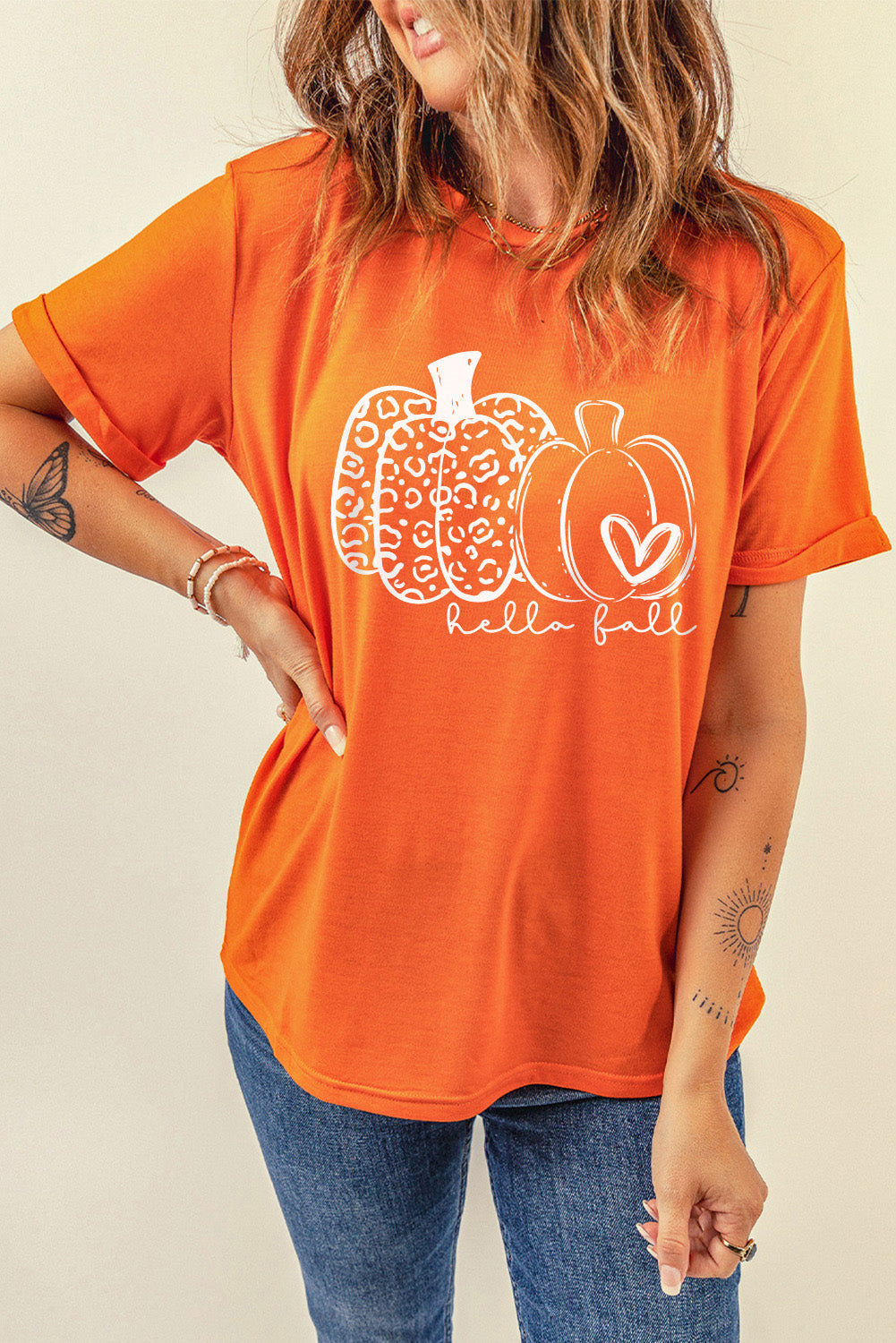 HELLO FALL Pumpkin Graphic T-Shirt