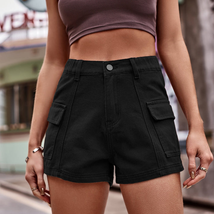 High-Waist Denim Shorts With Pockets