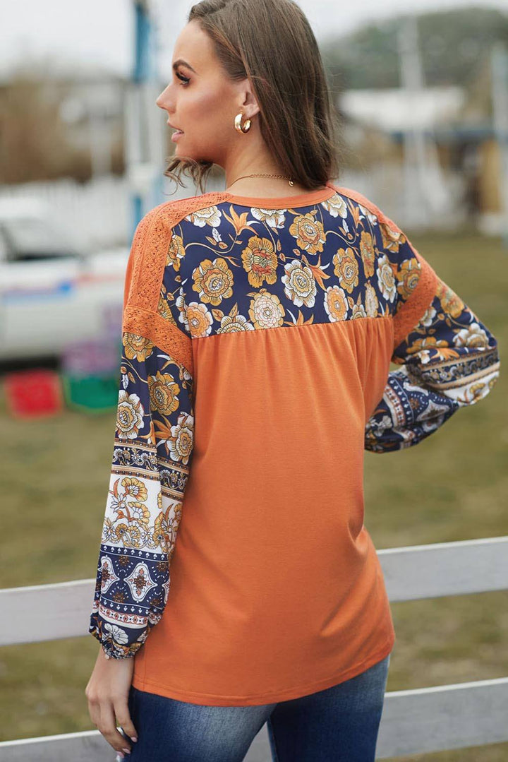 It's A Pumpkin Patch Kinda Day Graphic Floral Long Sleeve Top