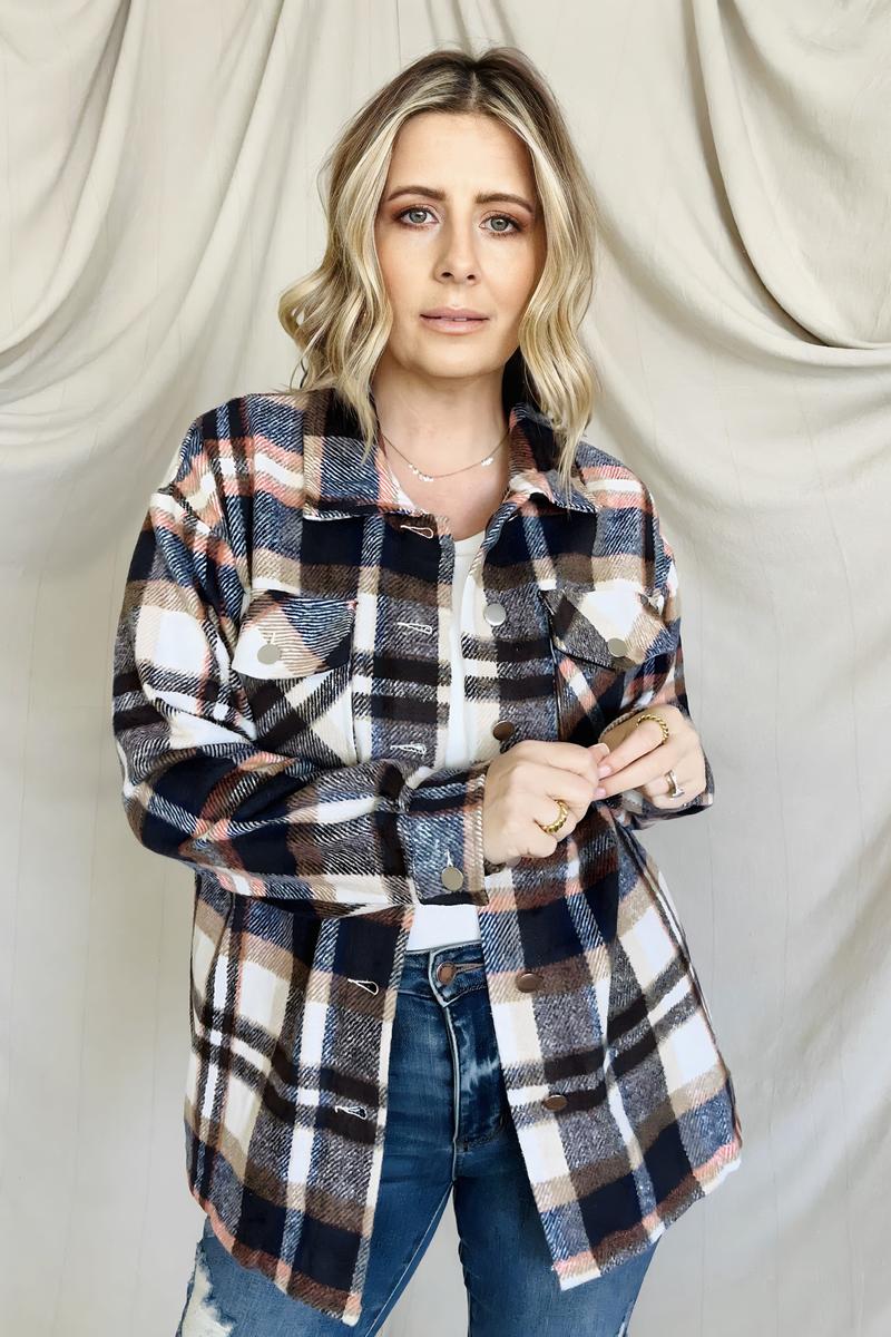Jackets - Plaid Flannel Shacket With Pockets