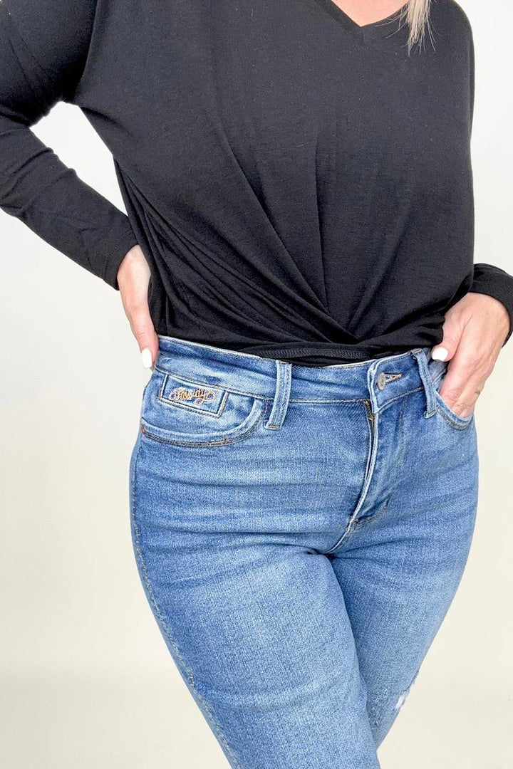 Jeans - Judy Blue Embroidered Boyfriend Jeans With Side Seam Stitch