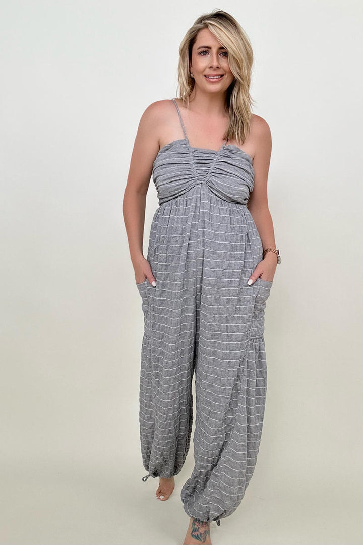 Jumpsuits - White Birch Sleeveless Halter Tie Back Woven Jumpsuit