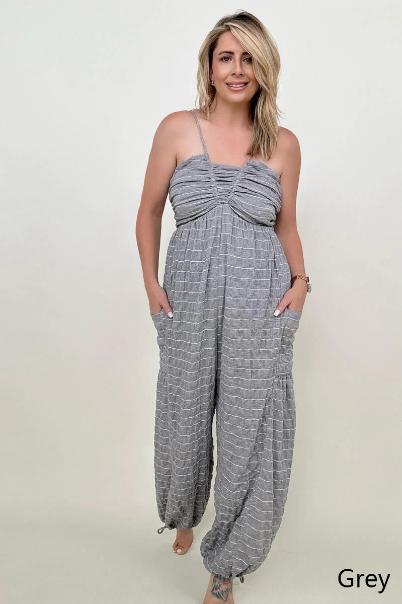 Jumpsuits - White Birch Sleeveless Halter Tie Back Woven Jumpsuit