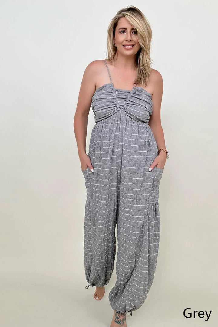 Jumpsuits - White Birch Sleeveless Halter Tie Back Woven Jumpsuit