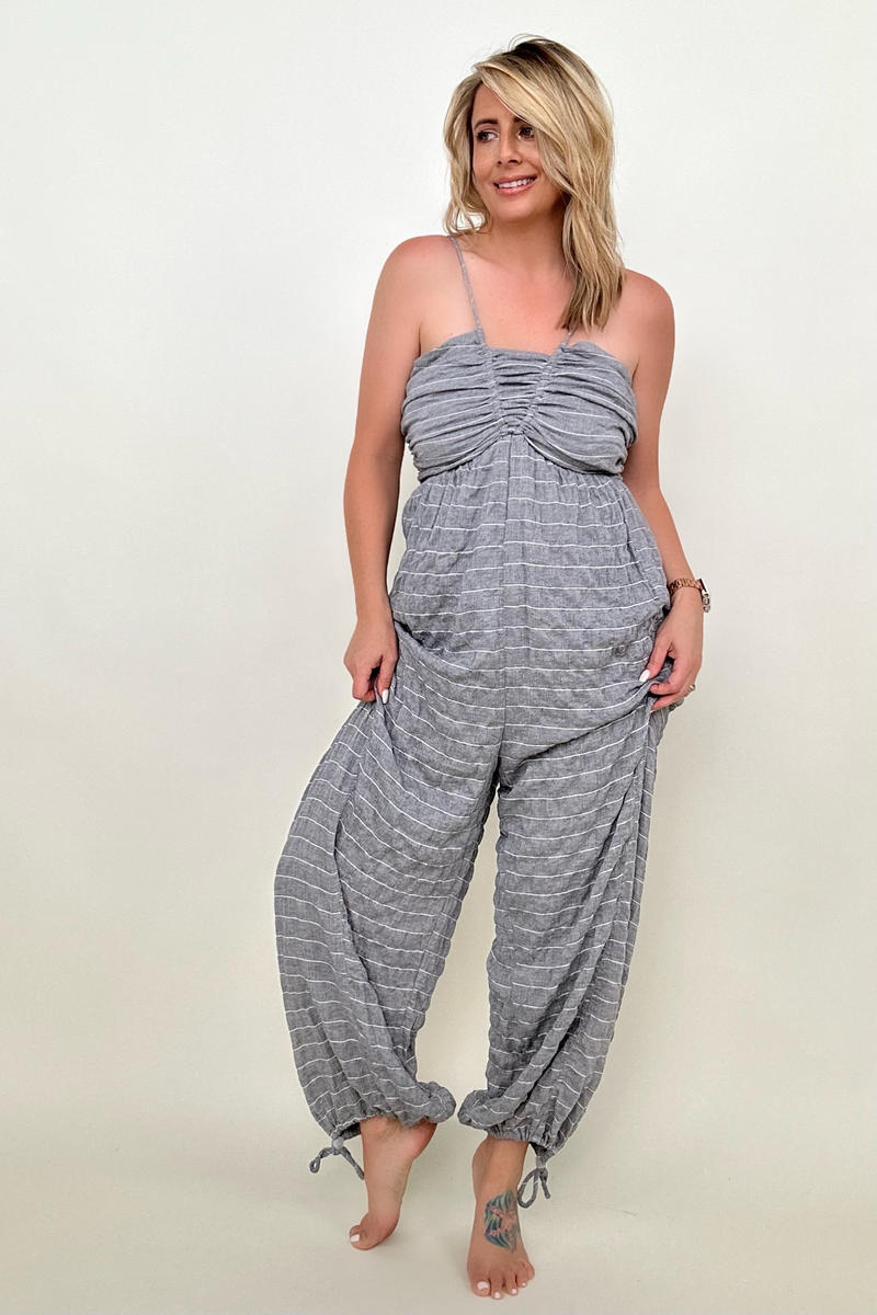 Jumpsuits - White Birch Sleeveless Halter Tie Back Woven Jumpsuit