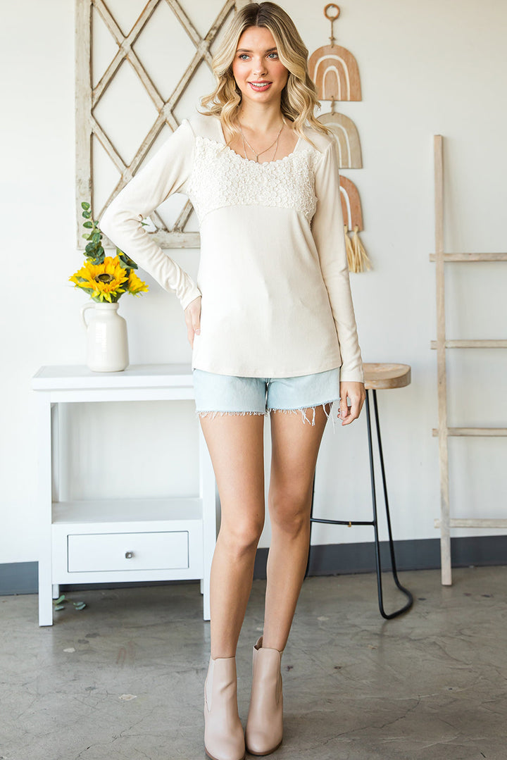 Lace Crochet Long Sleeve Top