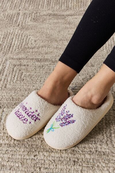 Lavender Haze Melody Sequin Pattern Cozy Slippers