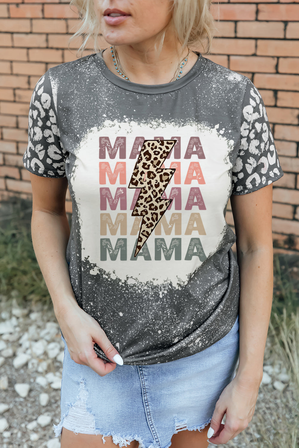 MAMA Leopard Lightning Graphic T-Shirt
