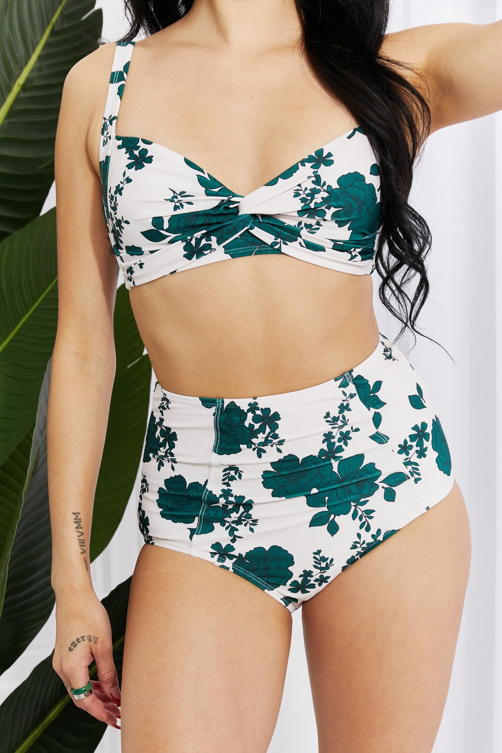 Marina West Swim Take A Dip Twist High-Rise Bikini In Forest