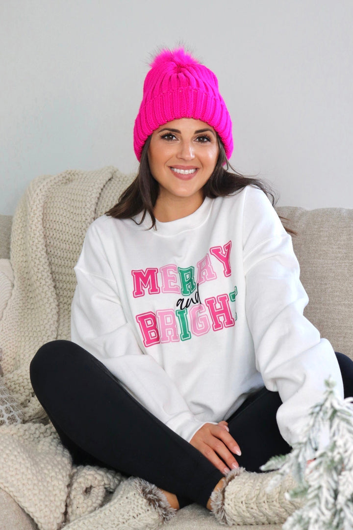 MERRY & BRIGHT PINK SWEATSHIRT