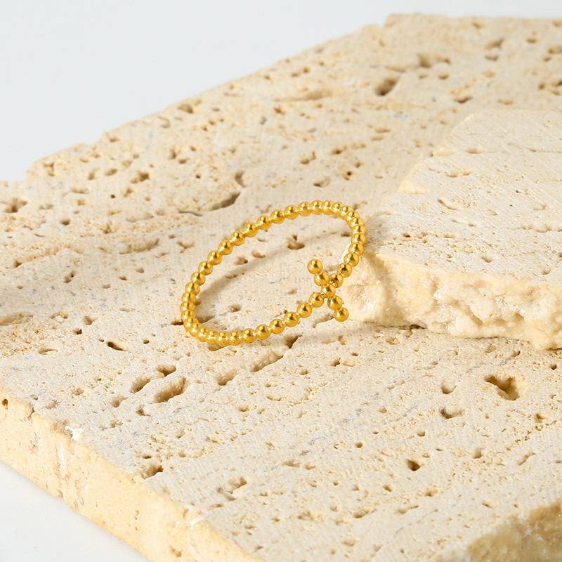 18K Gold Plated Cross Beaded Ring (With Box)-Ever Joy